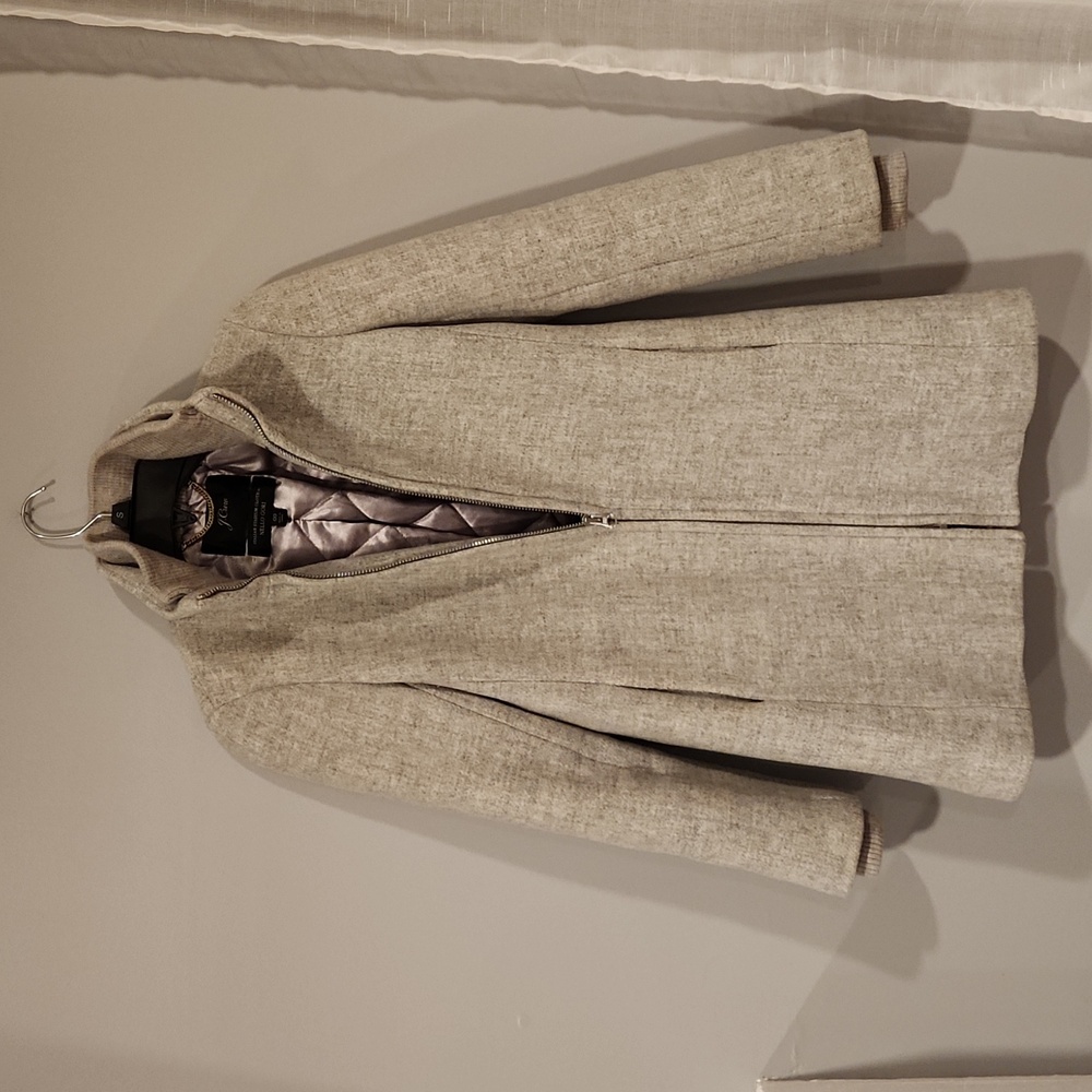 ⭕️ PRICE FIRM J. Crew Italian Stadium Cloth Wool Blend Gray Coat Size 00 - Picture 3 of 6